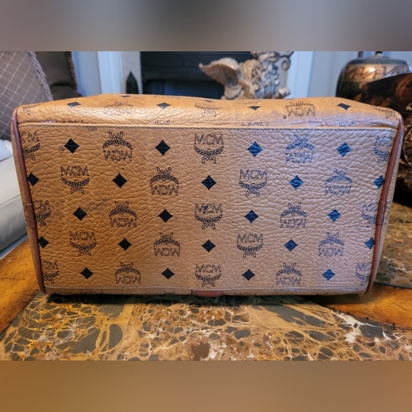 MCM Cognac and Chestnut Monogram Satchel - Picture 6 of 12